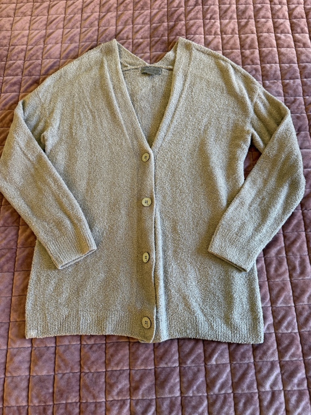 Barefoot Dreams Womens CozyChic Lite Women's Cable Button Cardigan XS